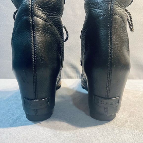 Sorel Joan of Arctic Wedge Mid Shearling Boot Black Ancient Fossil Size 10 - Picture 5 of 14